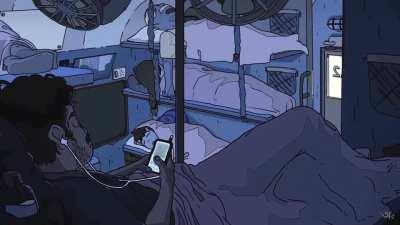 SLEEPLESS , digital, me. Made a short loop about train journeys.