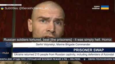 Azovstal defenders speaking about their return from captivity and making first calls to their loved ones