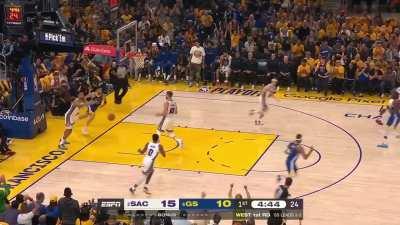 [Highlight] Klay Thompson with a tough fadeaway baseline jumper from earlier. With a replay.