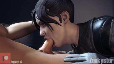 Wraith giving a blowjob (Zonkyster) [Apex Legends]