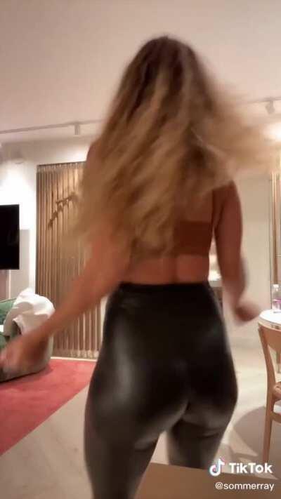 Interpolated video of Sommer ray in latex pants