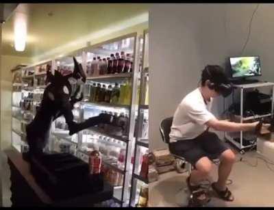 Japanese convenience store chain begins testing remote controlled robot staff in Tokyo.