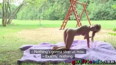 Girlfriends Exhibitionist lesbians outdoor sex