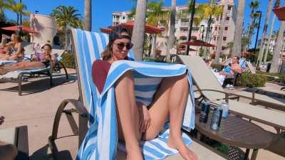 Heating up by the pool [GIF]