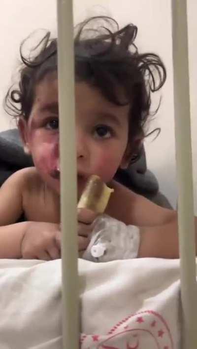 This child’s entire family were killed in the earthquake in northan syria and by some miracle, she survived, but left an orphan, Born into a 12yr-old war & confronted with the ugly reality this world can represent, No more words.