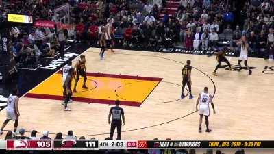 [Highlight] Tyler Herro with the tough 3 to beat the shot clock and push the Heat’s lead to 9 with two minutes remaining!