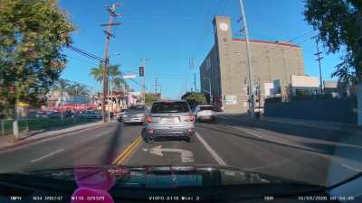 [OC] Reckless passenger in SoCal falls off roof of car
