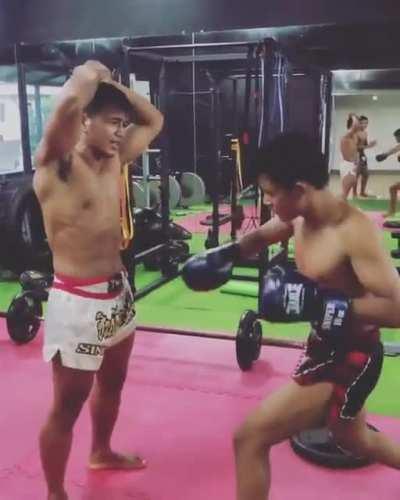 Wanchai cooki lokwichit Proffesional wrestler testing his strength
