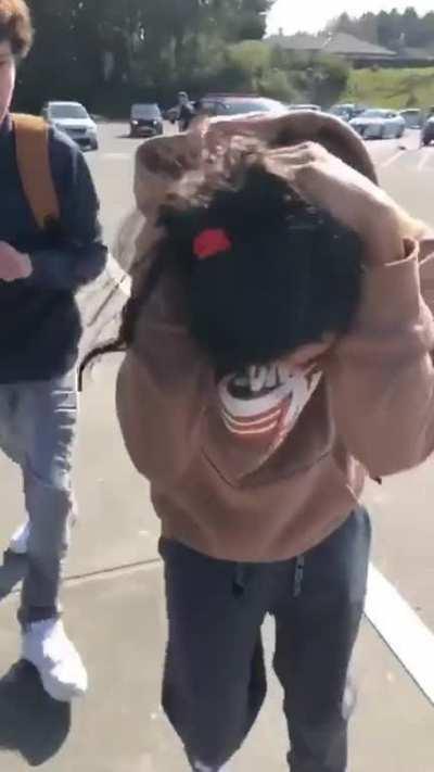 Two 8th Graders Fighting Because The Kid In Brown Said He Was Gonna Shoot The Kid In Blue And Said He Wouldn’t Do Nothing About it