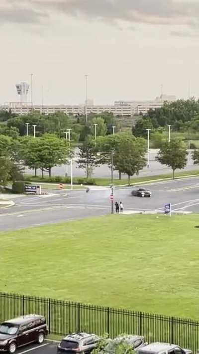 There went a tire, a fender, and 3 hours of his time