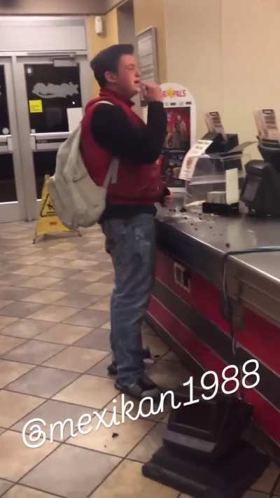 Crying, drug addled teen has a meltdown at a Carl's Jr's in California