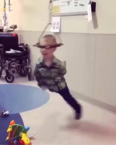 Halo-gravity traction is a technique to gently straighten the spine of children with severe scoliosis