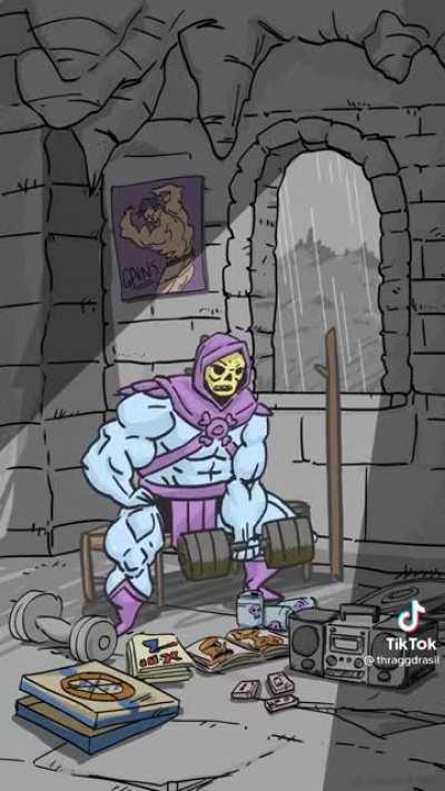 Just chill and watch Skeletor curl some iron