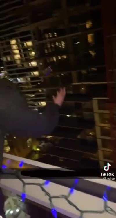 Doing tricks with your phone over a balcony. (I know it’s a TikTok but this belonged here)