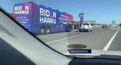 Texas Proud! Trump Train escorts the Biden Bus..