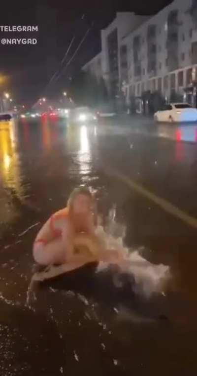 Girl in underwear enjoying the weather