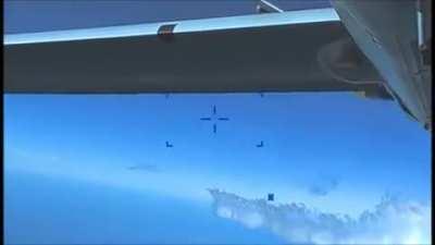 Footage released by the Pentagon showing the collision between a Russian Su-27 fighter aircraft and a US MQ-9 Reaper UAV