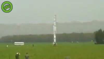 Some guy launches a rocket he built in his own house.