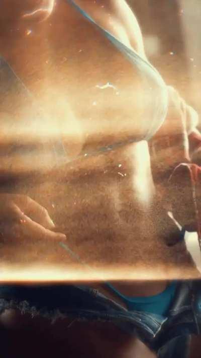 Mandy Rose in a retro car