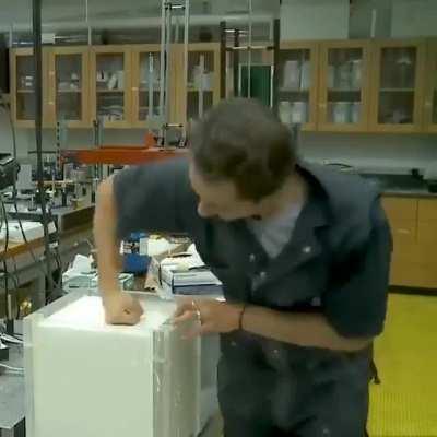 Non-Newtonian fluid, the harder you press, the harder it gets