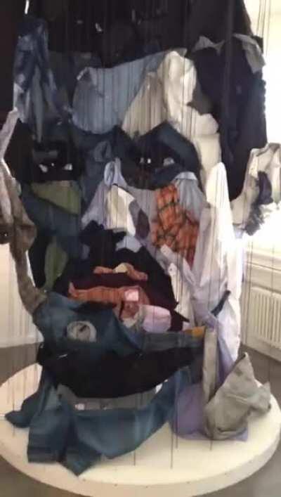 An unexpected creation made out of clothes