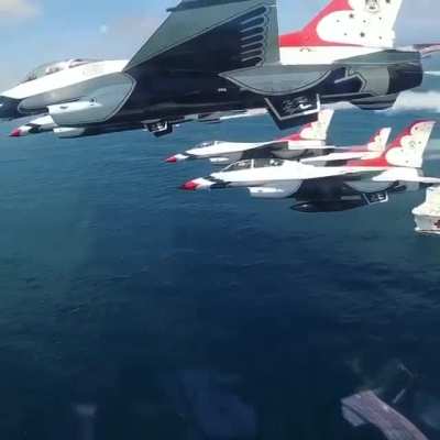 Thunderbirds fly over the USNS Mercy