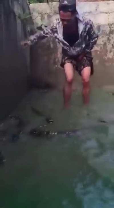 It is important to note that he takes the precaution of protecting his crotch