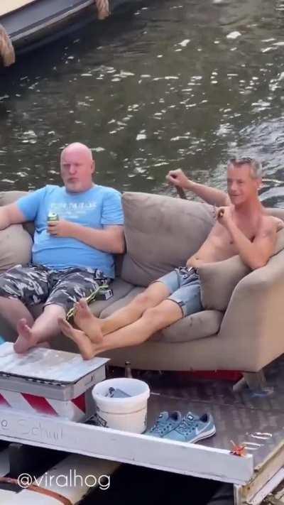 Yeah we use couches to cross the terrible waters of amstedam!