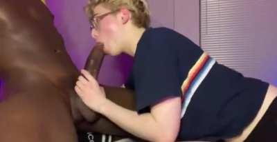 Blonde nerd pleases huge bbc
