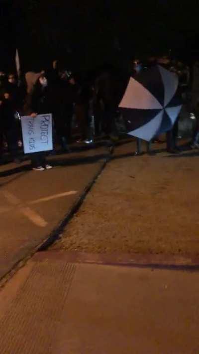 Walking past protestors last night. What’s the point of this? 🔊