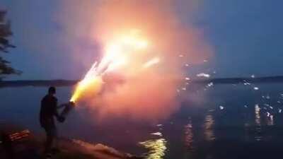 Mini gun shooting out firework