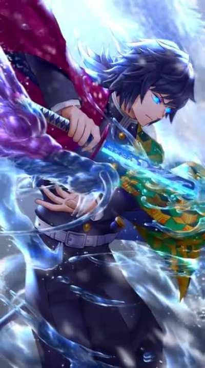 Made this Giyuu live wallpaper(can’t find the OC to the art)