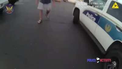 Drunk boomer with a knife charges a cop