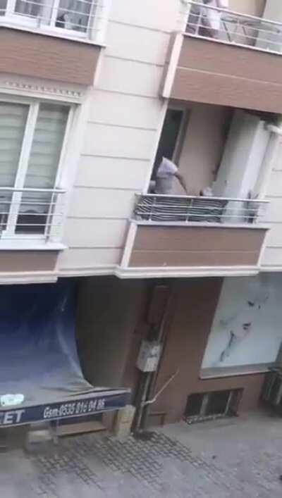 WCGW - overreaching the balcony throw.