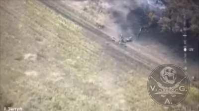 Russian CASEVAC group hit with cluster munitions, followed by an FPV kamikaze drone strike