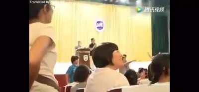 Absolute bravery Chinese student throw shoe at fake nationalist in china