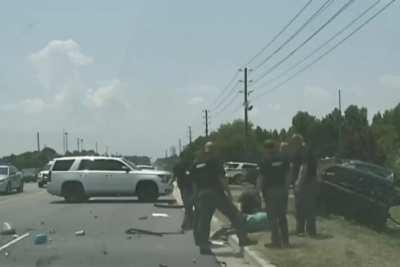 PIT maneuver ejects driver + timelapse of aftermath