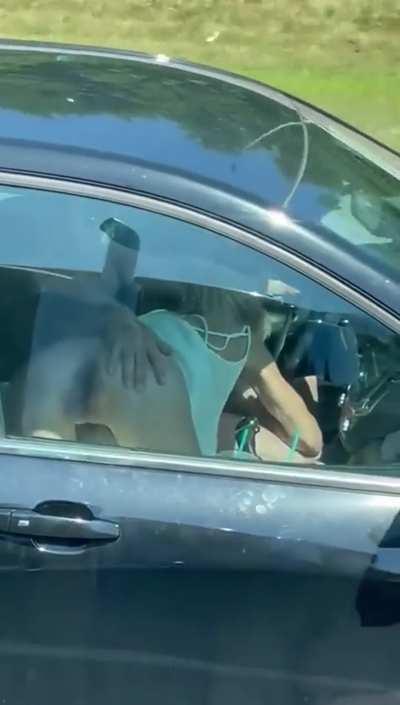 Getting head while driving
