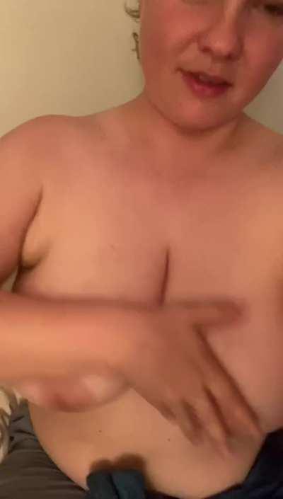 Getting my tits nice and wet for you
