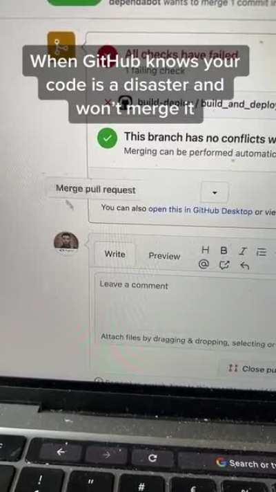 When GitHub knows your code is a disaster and won’t merge it