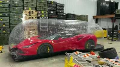 Putting an inflatble car cover to the test.