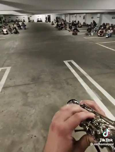 Sax in the parking garage