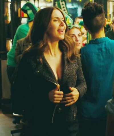 Alison Brie revealing the goods