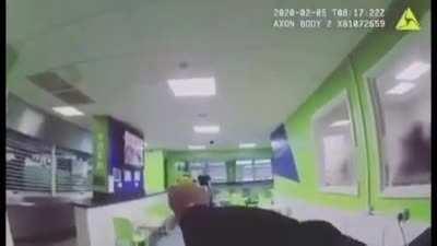 Threatening police with a microwave.