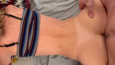 Taking his giant cock like a pro