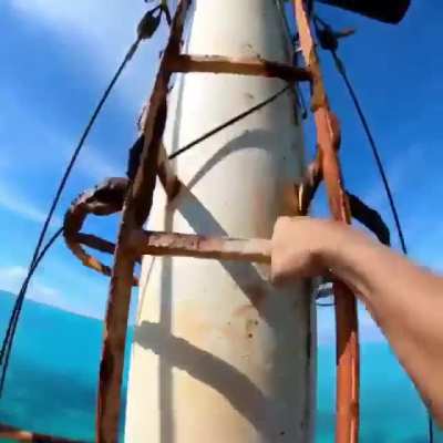 Just a casual 70ft send off a shipwreck