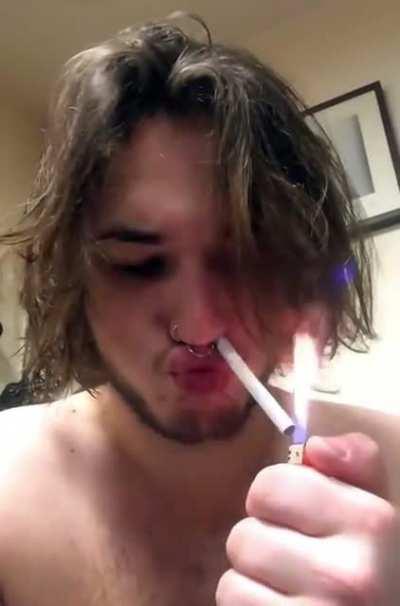 Trying to light a cigarette in your nose
