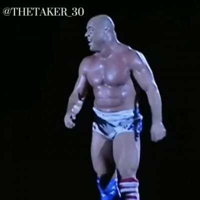 Kurt Angle ribbing The Undertaker, unexpectedly kissing him on the mouth lol