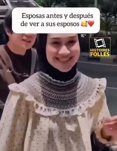 The reaction of different women when they see their man.