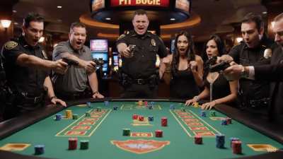 I asked Veo to make a video of a Craps game where the dealers and stick man were cops who made sure the players kept their hands out of the way when the dice were out. While not exactly what I was expecting, I like it's interpretation of Craps